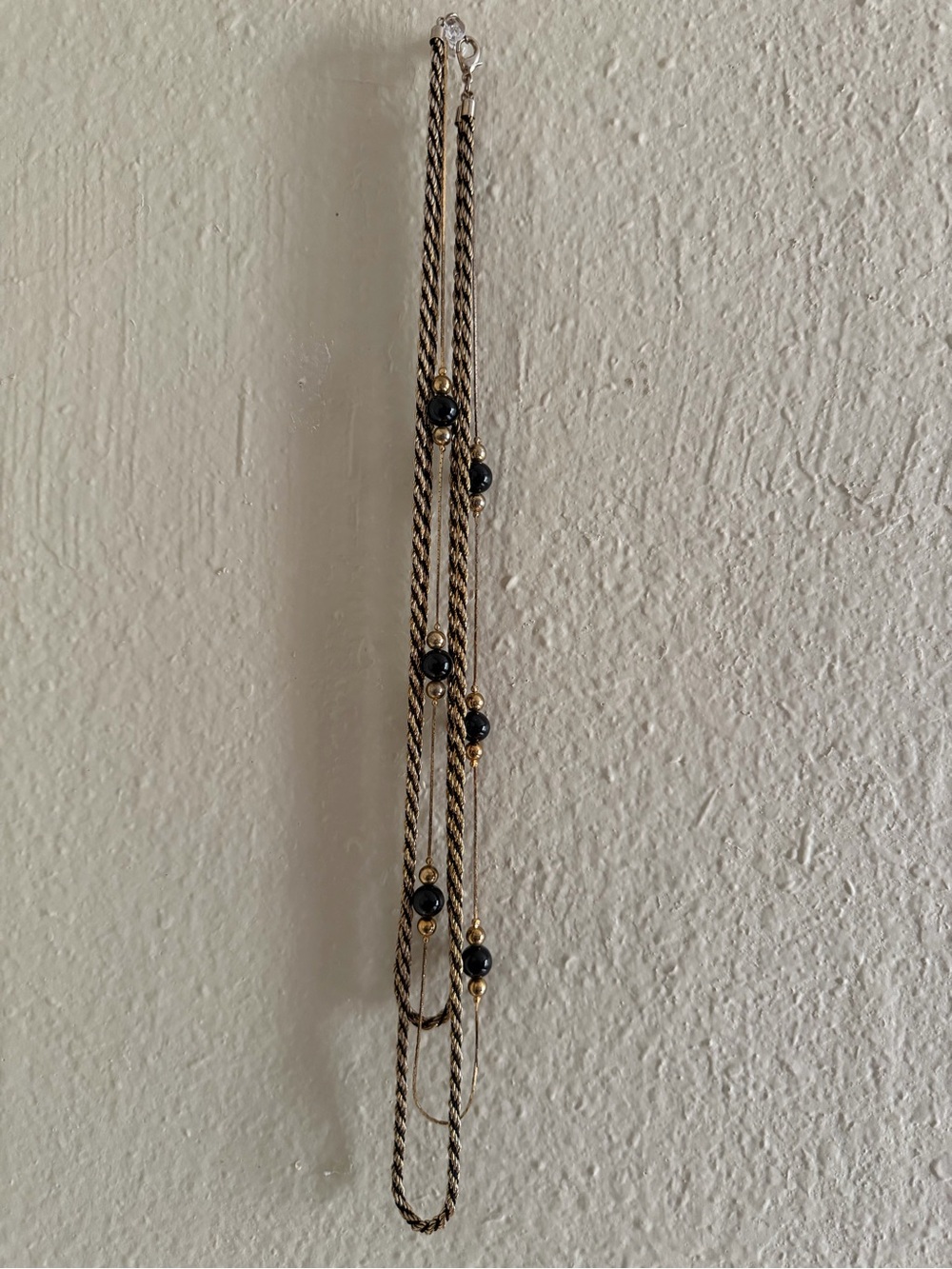 Vintage Gold-Tone Necklace with Black Bead Accents